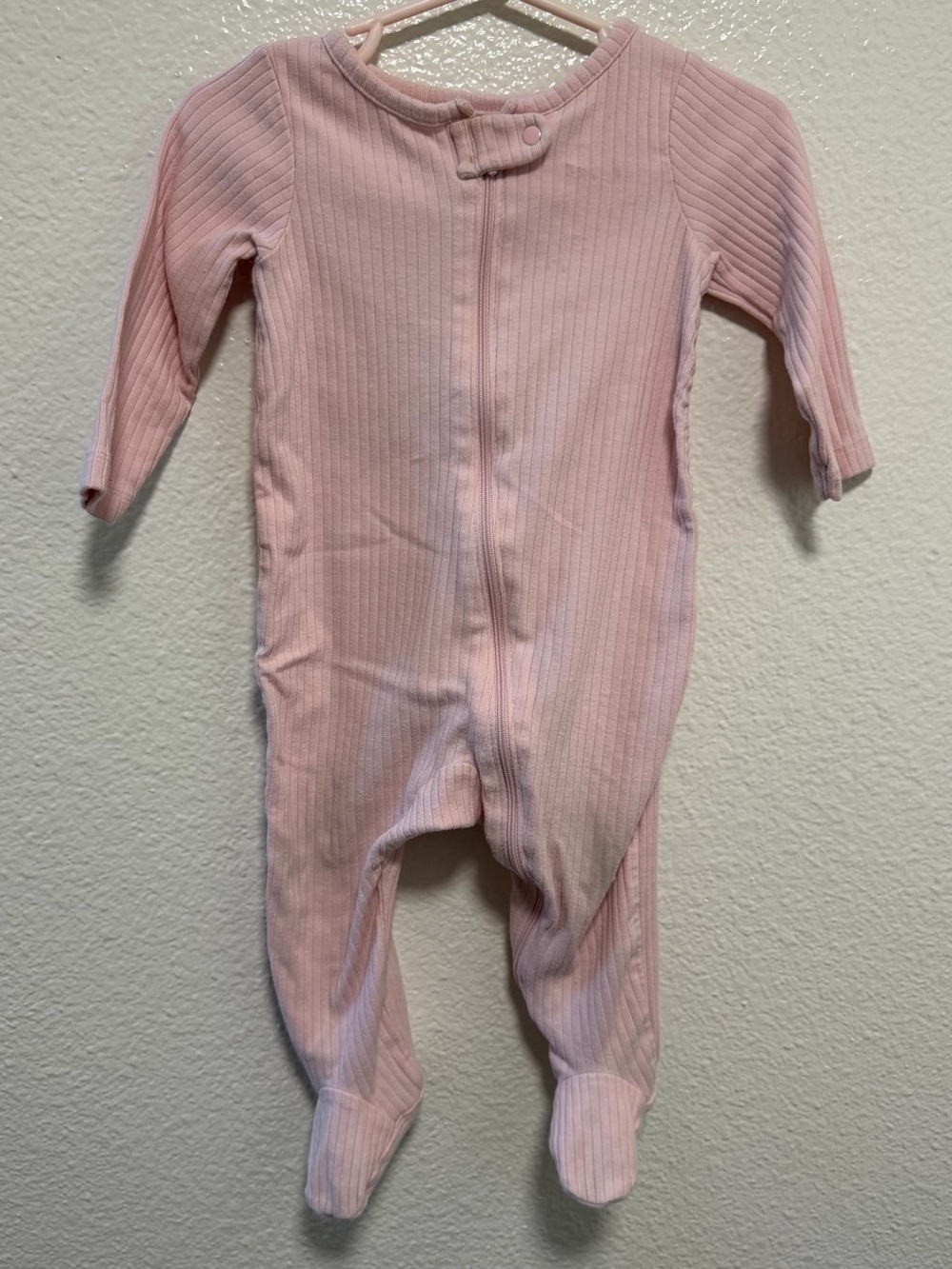 carter’s infant girl pink ribbed footed zipper sleeper